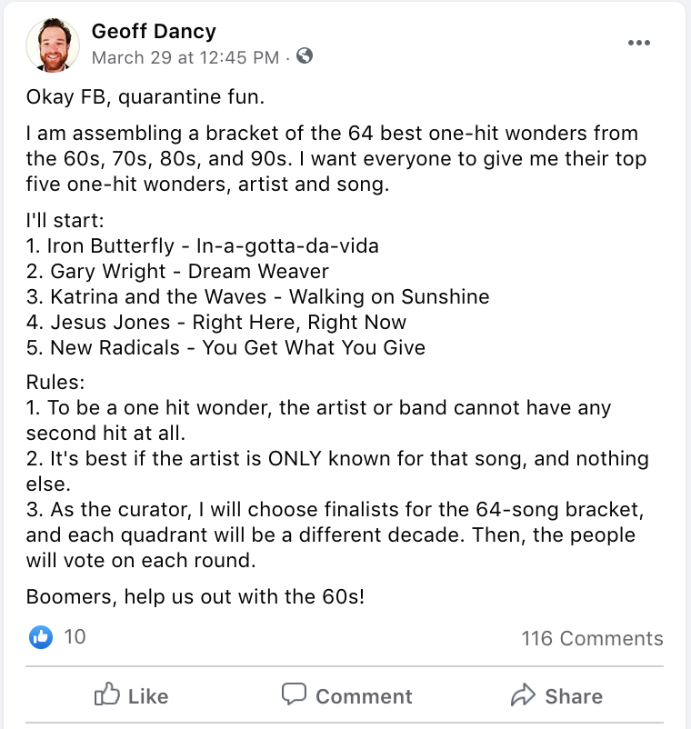 Who wants to be a One Hit Wonder?